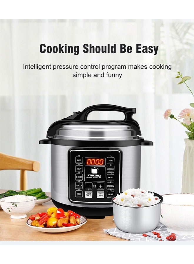 SILVER CREST 10 In 1 Electric Pressure Cooker Instant Programmable Smart Pot 1050 Watts Rice Cooker, 6 Liters, 10 Smart Programs Black MES6817 - Image 1